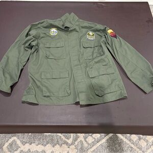 Call of Duty WWII Mens Military Field Jacket Olive Drab Green Wings for Glory